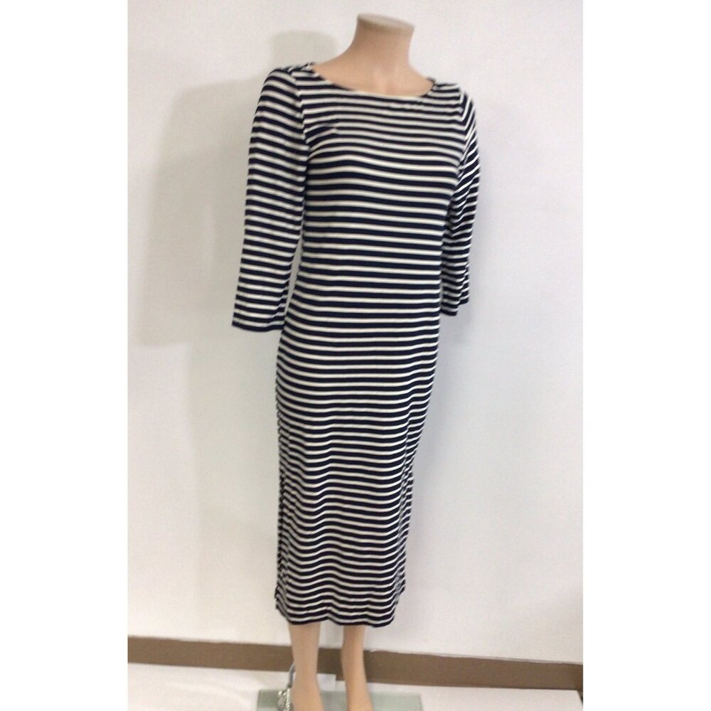 Navy Stripe Nautical Maxi Dress Womens XS